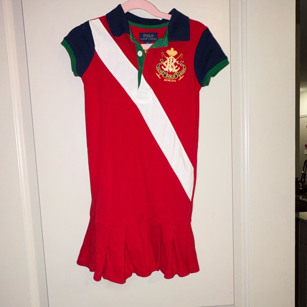 Polo by Ralph Lauren Red and White Striped Kids Dress